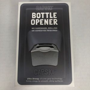 Capski bottle opener no hardware needed gray silver stick on NIP silicone